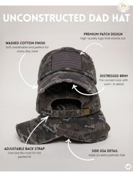 Distressed Baseball Cap, Vintage Embroidered Dad Hat, Adjustable Cotton main image 4